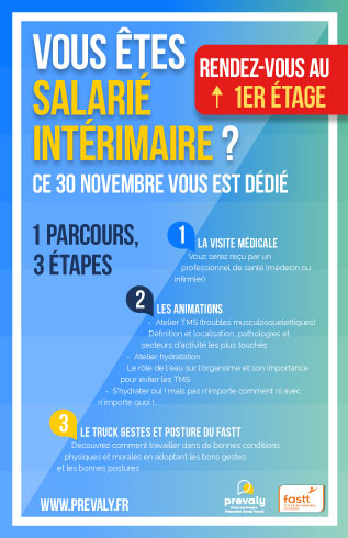 Affiche-journée dédiée aux intérimaires organisée par Prevaly et le FASTT